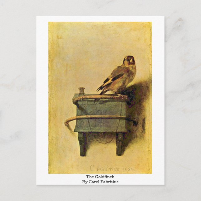 Cartão Postal O Goldfinch. Por Carel Fabritius (Frente)
