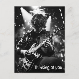 Cartão Postal O guitarrista no palco B&W