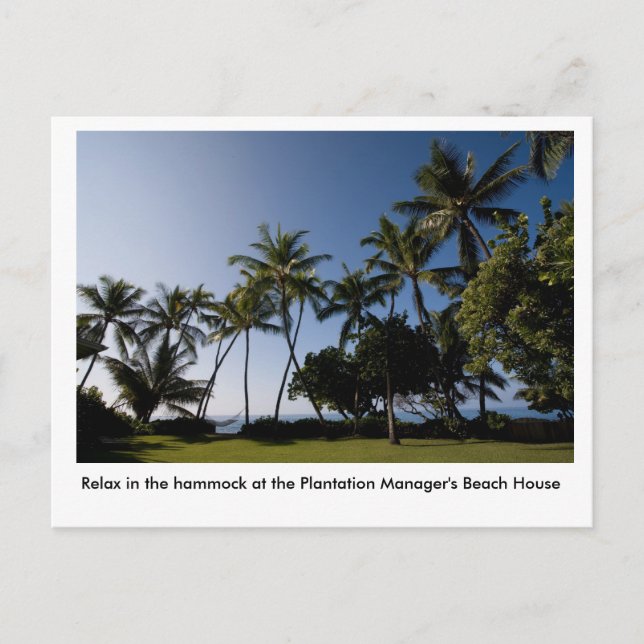 Cartão Postal O hammock na casa do gerente da plantação (Frente)