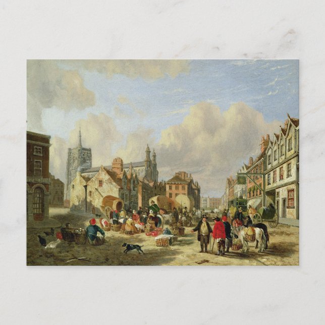 Cartão Postal O Haymarket, Norwich, 1825 (óleo sobre painel) (Frente)