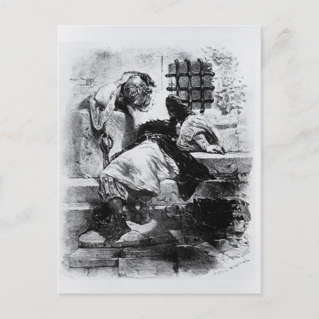 Cartão Postal O Homem na Máscara de Ferro na sua Prisão (Frente)