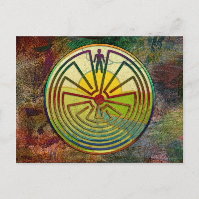 Cartão Postal O HOMEM NA paisagem MAZE + o seu fundo (Frente)