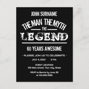 Cartão Postal O Homem O Mito O Legenda Aniversário Incrível 