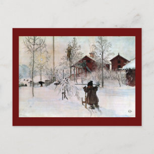 Cartão Postal O jardim da frente e a casa de lavagem na neve