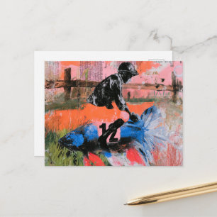 Cartão Postal O Jockey de Peixe Betta Engraçado