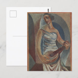 Cartão Postal O Jogador Mandolin de Juan Gris
