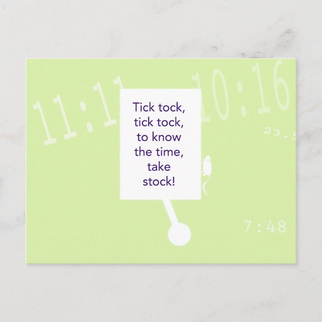 Cartão Postal O jogo de caça ao tesouro - pista nº 1 - Relógio (Frente)