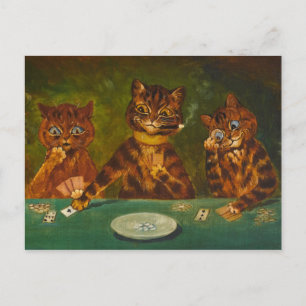 Cartão Postal O jogo de cartas de Louis Wain