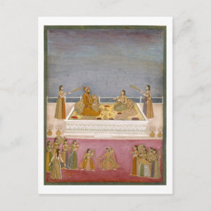 Cartão Postal O jovem Imperador Mughal Muhammad Shah em uma naut