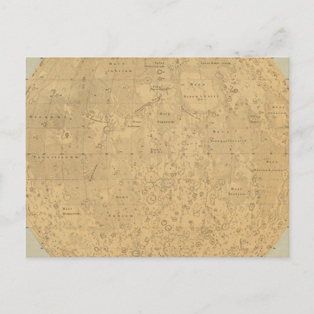 Cartão Postal O lado visível do mapa da superfície da lua (Frente)