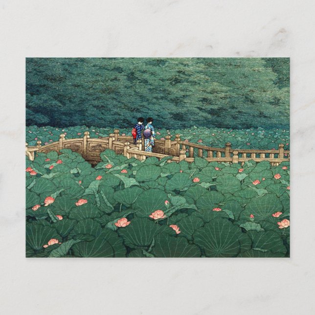 Cartão Postal O lance em Benton Shrine Kawase Hasui (Frente)