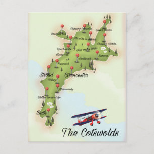 Cartão Postal O Mapa Antigo de Cotswolds