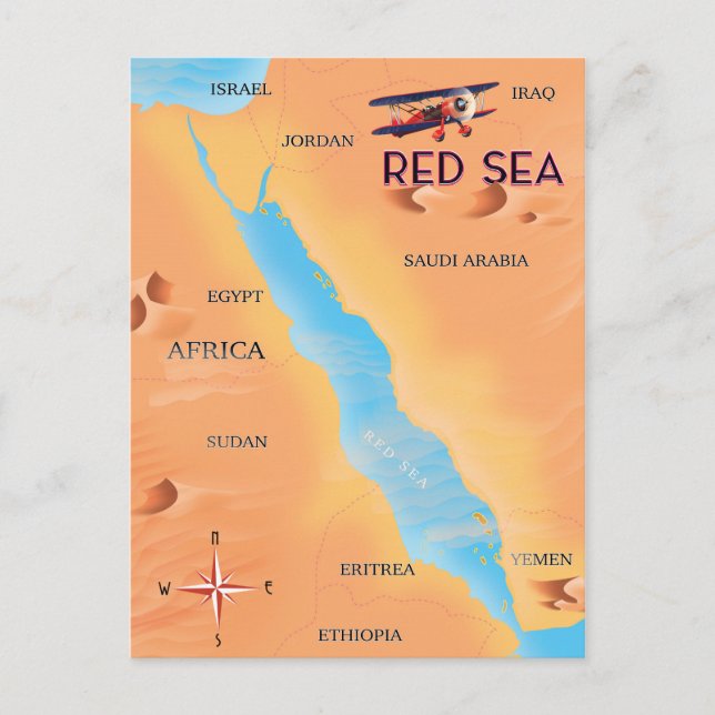 Cartão Postal O Mapa de Viagem do Mar Vermelho (Frente)