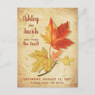 Cartão Postal O Mapeamento de outono de Vintage deixa o casament