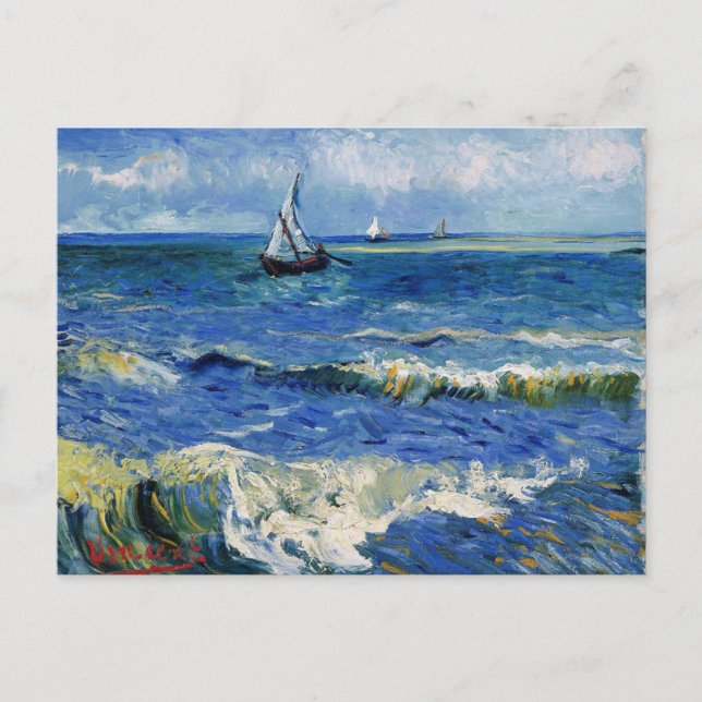 Cartão Postal O Mar em Saintes Maries de la Mer, Van Gogh Postal (Frente)