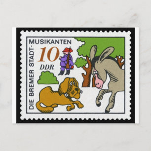 Cartão Postal O maravilhoso músico de Bremen 10 DDR 1971