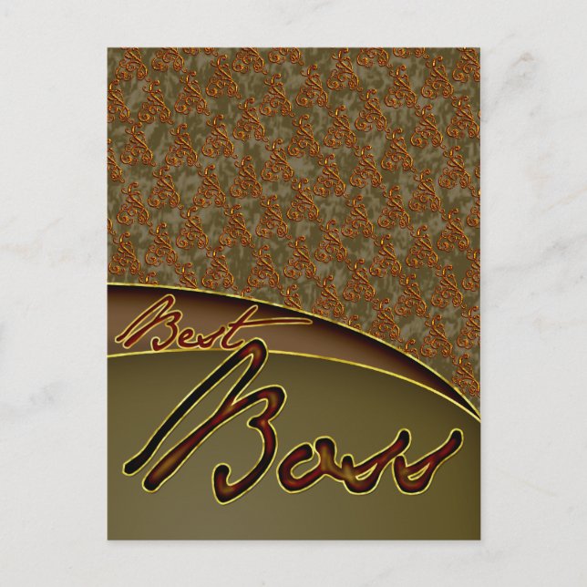 Cartão Postal O melhor chefe ouro marrom (Frente)