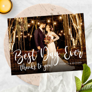 Cartão Postal O Melhor Dia De Casamento De Fotos Elegante Obriga