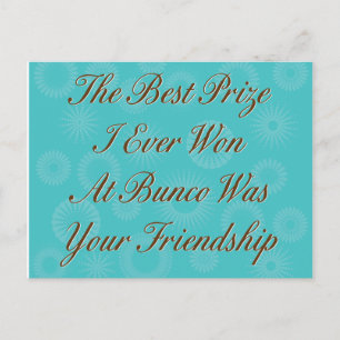 Cartão Postal o melhor prêmio que já ganhei em Bunco