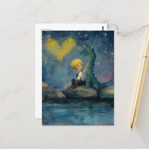 Cartão Postal O Menino e Seu Dragão no Lago