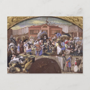 Cartão Postal O mercado de peixes em Les Halles, c.1660