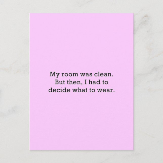 CARTÃO POSTAL O MEU QUARTO ESTAVA LIMPO, MAS DEPOIS TINHA DECIDI (Frente)