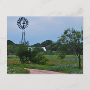 Cartão Postal O moinho de vento nos Wildflowers