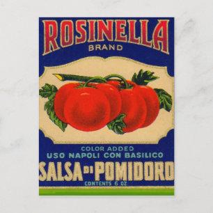Cartão Postal O molho de tomate Rosinella, na década de 1930, po