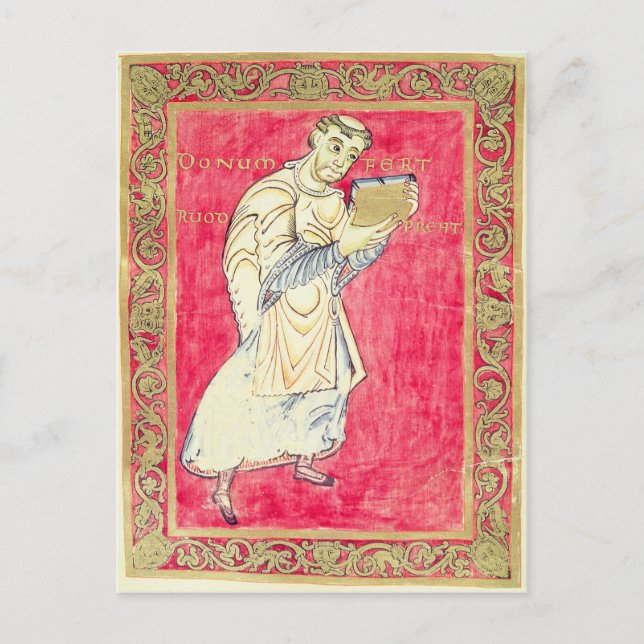 Cartão Postal O monge Ruodprehet apresenta seu livro (Frente)