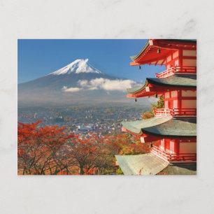 Cartão Postal O Monte Fuji foi visto por trás de Chureito Pagod