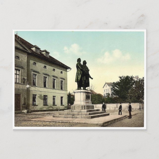 Cartão Postal O Monumento a Schiller e Goethe, Weimar, Turíngia (Frente)