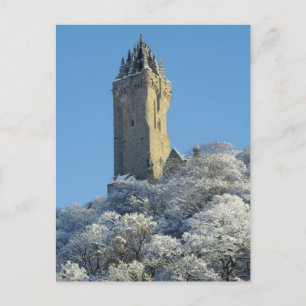 Cartão Postal O Monumento Wallace Stirling Escócia no inverno