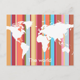 Cartão Postal o mundo com faixas de cores verticais