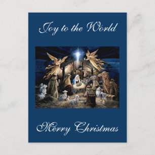 Cartão Postal O Nascimento do Menino Jesus Cumprimentos de Natal
