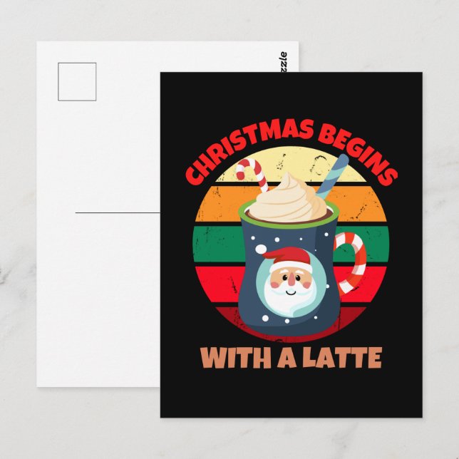 CARTÃO POSTAL O NATAL COMEÇA COM UM LATTE (Frente/Verso)