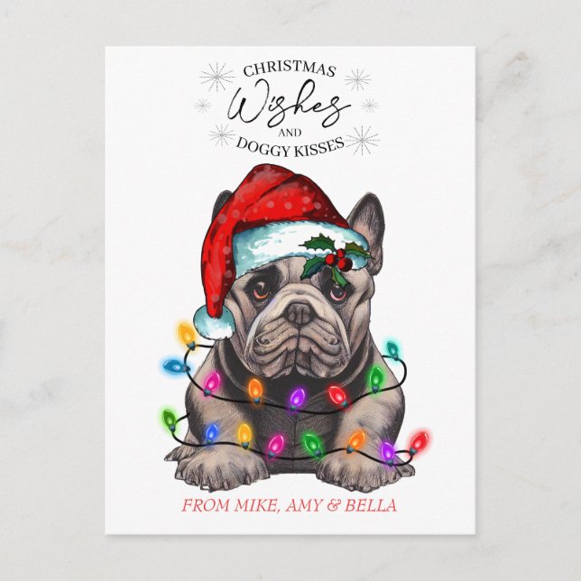 Cartão Postal O Natal Deseja Que O Cachorro Pupado Beija Pet Cuj (Frente)