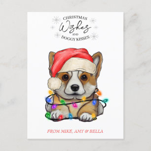 Cartão Postal O Natal Deseja Que O Cachorro Pupado Beija Pet Cuj