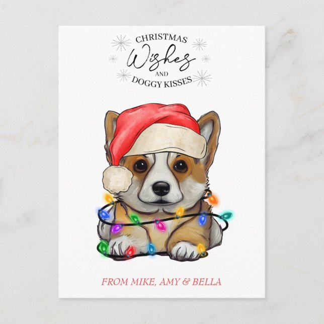 Cartão Postal O Natal Deseja Que O Cachorro Pupado Beija Pet Cuj (Frente)