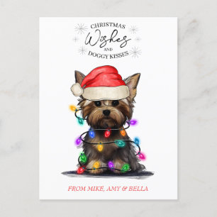 Cartão Postal O Natal Deseja Que O Cachorro Pupado Beija Pet Cuj