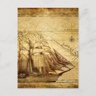 Cartão Postal O navio mais antigo do mapa mundial