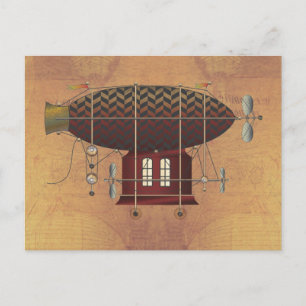 Cartão Postal O Navio Petite Rouge Steampunk Flying Machine