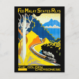 Cartão Postal O Ouro Chersonese, Malásia, caminhos de ferro, com