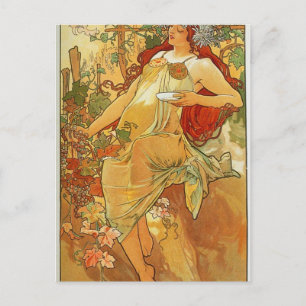 Cartão Postal O outono de Alphonse Mucha
