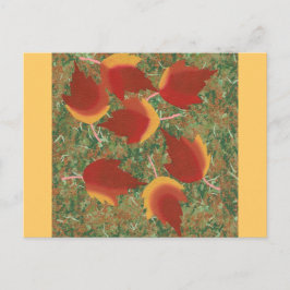 Cartão Postal O outono deixa o Abstrato de cartografia vermelha