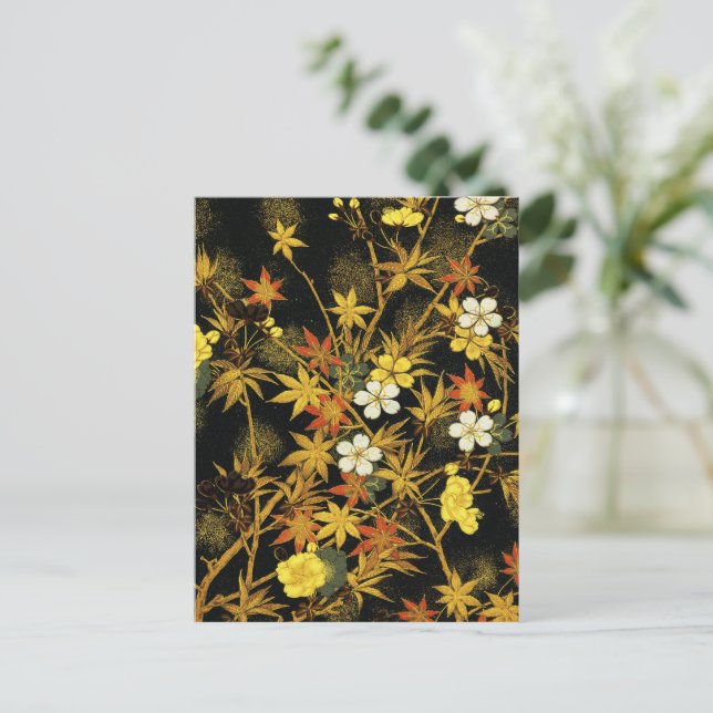 Cartão Postal O outono japonês deixa arte clássica antiga e rica (Em pé/Frente)