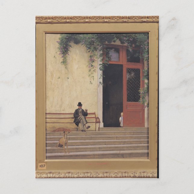 Cartão Postal O Pai e o Filho do Artista na Porta (Frente)