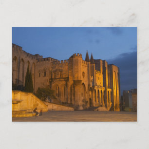 Cartão Postal O Palácio do Papa em Avinhão ao pôr do sol. Constr