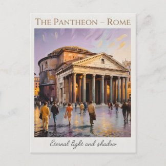 Cartão Postal O Panteão Roma Itália Aquarela Viagem Vintage