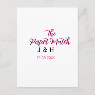 Cartão Postal O par perfeito rosa preto nome data casamento casa