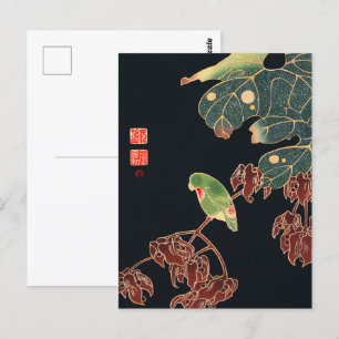 Cartão Postal O paroquete de Ito Jakuchu Japonês Bird Art